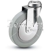 (image for) Caster; Swivel; 2" x 3/4"; Thermoplastized Rubber (Gray); Hollow Kingpin (3/8" bolt hole); Chrome; Plain bore; 110# (See also 66300) (Item #63781)