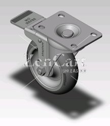 (image for) Caster; Swivel; 4 x 1-1/4; Monoprene (Donut); Plate (2-5/8x3-3/4; holes: 1-3/4x2-3/4 slotted to 3; 5/16 bolt); Zinc; Precision Ball Brng; 250#; Total Lock (Item #66627)