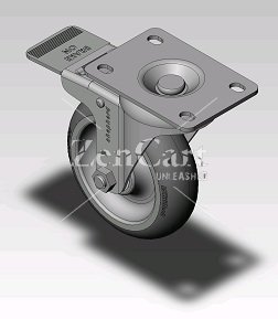 (image for) Caster; Swivel; 4 x 1-1/4; Monoprene (Donut); Plate (2-5/8x3-3/4; holes: 1-3/4x2-3/4 slotted to 3; 5/16 bolt); Zinc; Precision Ball Brng; 250#; Total Lock (Item #66627)