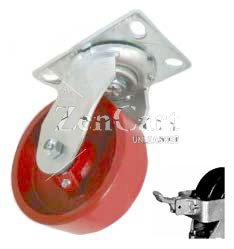 (image for) Caster; Swivel; 6 x 2-1/2; Steel (Ductile); Plate (4-1/2x6-1/4; holes: 2-7/16x4-15/16 slotted to 3-3/8x5-1/4; 1/2 bolt); Roller Brng; 2400#; Face Contact Brake (Item #66834)