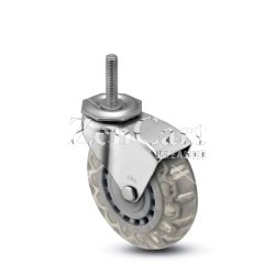 (image for) Caster; Swivel; 3" x 13/16"; Polyurethane (Clear); Threaded Stem (5/16"-18TPI x 1"); Zinc; Plain bore; 120#; Hood (Item #67962)