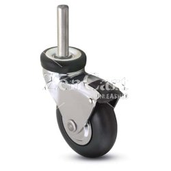 (image for) Caster; Swivel; 3" x 1"; Rubber (Soft; non-marking); Threaded Stem (3/8"-16TPI x 1"); Chrome; Precision Ball Brng; 175#; Total Lock; Thread guards (Item #66145)
