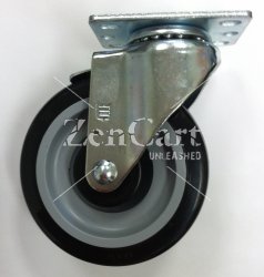 (image for) Caster; Swivel; 5 x 1-1/4; PolyU on PolyO; Plate (2-5/8x3-3/4; holes: 1-3/4x2-3/4 slotted to 3; 5/16 bolt); Zinc; Prec Ball Brng; 315#; Dust Cover (Item #65080)