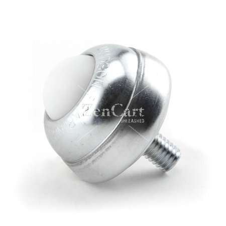 (image for) Ball Transfer; 1" Nylon ball; Threaded Stud; 3/8"-20TPI x 11/16"; Zinc-plated cup and stud; 75#; 1-3/8" load height (Item #89344)