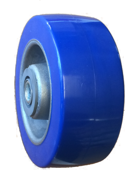 (image for) Wheel; 5" x 2"; PolyU on Alum (Blue); Sealed Roller Bearing; 1/2" Bore; 2-3/8" Hub Length; 1500# (Item #88620)