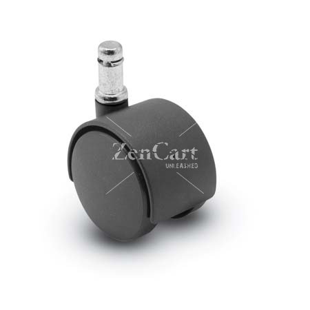 (image for) Caster; Twin Wheel; Swivel; 50mm; Nylon; Grip Ring (7/16" x 1-7/16"); Black; Zinc Body; 75#; Hood (Item #65576)