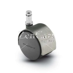 (image for) Caster; Twin; Swivel; 2" (50mm); Nylon; Grip Ring; 7/16"x7/8"; Satin Chrome; Zinc Body; 75#; Hood (Item #68105)