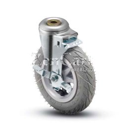 (image for) Caster; Swivel; 6" x 1-1/4"; Flat Free (No AIr!) (Grey); Hollow Kingpin (1/2" bolt hole); Zinc; Ball Brng; 150#; Tread brake (Item #66177)