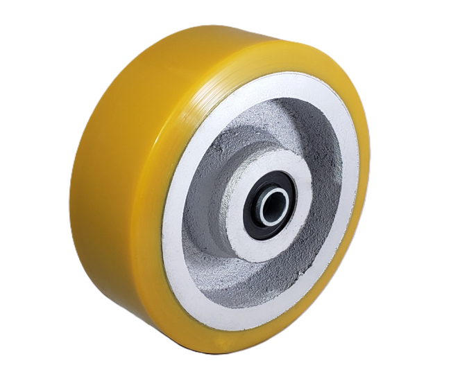 Wheel; 8\" x 2\"; PolyU (1/2\"; 95A) on Cast; Prec Ball Brngs; 1/2\" Bore; 2-7/16\" Hub Length; 2000#; 3-year Warranty (Item #88849)