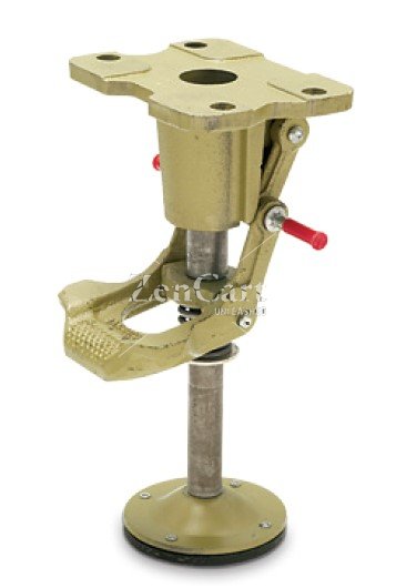 (image for) Floor Lock; For 8" Casters; Extended: 10-1/4"; Plate (5-1/4"x7-1/4"; holes: 3-3/8"x5-1/4" slots to 4-1/8"x6-1/8"; 1/2" bolt); Zinc (Item #87744)