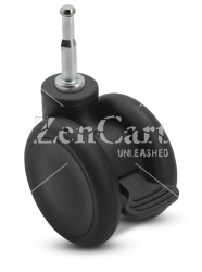 (image for) Caster; Twin Wheel; Swivel; 65mm; Thermoplastized Rubber (Black); Grip Neck (5/16x1-1/2); Black; Riveted Axle; 110#; Wheel Brake (Item #66693)