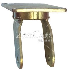 (image for) Yoke; Swivel; 8"x2"; Plate (4"x4-1/2"; holes: 2-5/8"x3-5/8" slots to 3"x3"; 3/8" bolt); Zinc; 1/2" Bore; 2000#; Kingpinless (Item #89296)