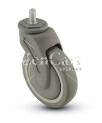 (image for) Caster; Swivel; 3"x1-1/4"; TPR (Gray); Threaded Stem (1/2"-13TPI x 1-1/2"); Nylon; Precision Ball Brng; 200#; Thread guards (Item #67211)