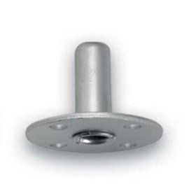 (image for) Socket; Grip Ring; for wood: 9/16" OD x 1-1/2" long; Metal; 2-1/8" tack plate; 1/4" screws; fits 7/16" grip ring connectors. (Item #89893)