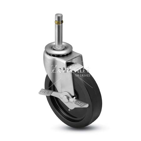 (image for) Caster; Swivel; 4" x 1"; Polyolefin; Grip Ring (7/16" x 1-1/2"); Zinc; Plain bore; 200#; Tread brake (Item #65412)