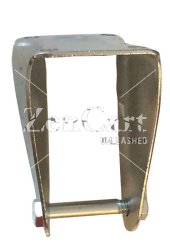 (image for) Yoke & Axle; Rigid; 4" x 1-1/4"; Plate (2-3/8"x3-5/8"; holes: 1-3/4"x2-7/8" slotted to 3"; 5/16" bolt); Stainless Steel; 3/8" Bore; 1-9/16" Hub Length; 350# (Item #88350)