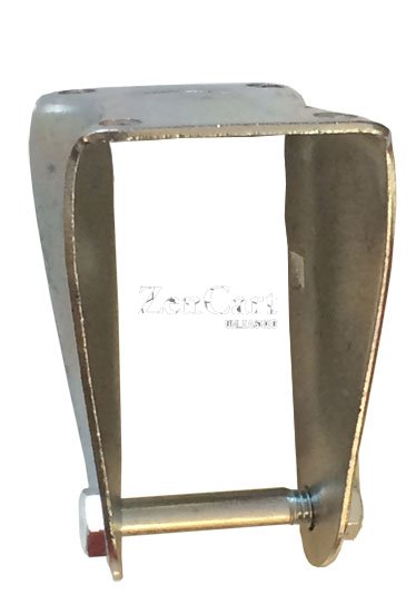 (image for) Yoke; Rigid; 4" x 1-1/4"; Top Plate (2-3/8"x3-5/8"; holes: 1-3/4"x2-7/8" slotted to 3"; 5/16" bolt); Zinc; 3/8" Bore; 1-9/16" Hub Length; 350# (Item #88750)