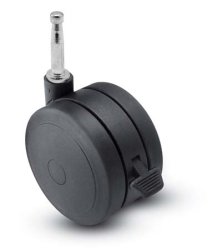 Caster; Twin; Swivel; 3" (75mm); Nylon; Grip Neck; 5/16"x1-1/2"; Black; Rivet; 165#; Pedal Lock; Wheel (Item #68958)