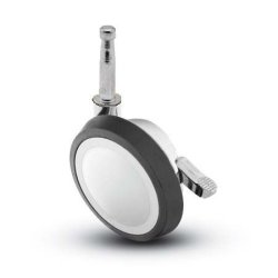 Caster; Ball; Swivel; 3"; Rubber; Hard; Grip Neck; 5/16"x1-1/2"; Chrome; Reg or Bright; Acetyl/ Resin Brng; 100#; Pedal Lock; Wheel (Item #69570)