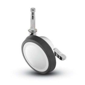 Caster; Ball; Swivel; 3"; Rubber; Hard; Grip Neck; 5/16"x1-1/2"; Chrome; Reg or Bright; Acetyl/ Resin Brng; 100#; Pedal Lock; Wheel (Item #69570)