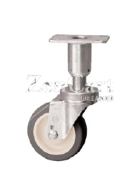 (image for) Caster; Swivel; 5"x1-1/4"; PolyU on PolyO; Plate (3-1/2"x3-1/2": holes: 2-5/8x2-5/8; 5/16 bolt); 250#; Load height: 8.19" - 8.94" (Item #66945)