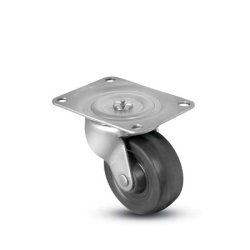 Caster; Swivel; 2-1/2 x 13/16; Rubber; Hard; Top Plate; 1-1/4x2-1/16; hole spacing: 13/16x1-9/16; 3/16 bolt; Zinc; Plain bore; 100# (Item #67952)