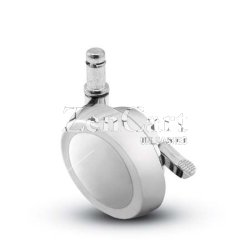 (image for) Caster; Ball; Swivel; 2-1/2"; Metal/ Zinc; Grip Ring; 3/8"x1"; Bright Chrome; Acetyl/ Resin Brng; 100#; Pedal Lock; Wheel (Item #68354)