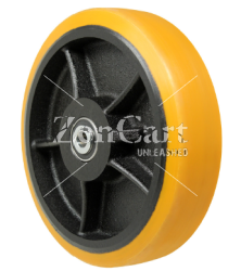 (image for) Wheel; 10" x 4"; PolyU (1"; 95A) on Cast Iron; Precision Tapered Bearing; 1-1/4" Bore; 4-9/16"" Hub Length; 7000# (Item #87172)