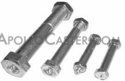 (image for) Yoke Axle & Nut; Swivel; 4" x 1-1/4"; Top Plate (2-3/8"x3-5/8"; holes: 1-3/4"x2-7/8" slotted to 3"; 5/16" bolt); Zinc; 3/8" Bore; 1-9/16" Hub Length; 350# (Item #88755)