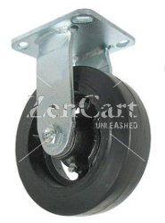 (image for) Caster; Rigid; 12" x 3"; Rubber on Cast Iron; Plate (5-1/4"x7-1/4"; holes: 3-3/8"x5-1/4" slots to 4-1/8"x6-1/8"; 1/2" bolt); Zinc; Roller Brng; 1200# (Item #64222)