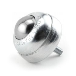 Ball Transfer; 1" Stainless Steel ball; Threaded Stud; 1/4"-20TPI x 11/16"; Zinc-plated steel cup and stud; 75#; 1-3/8" load height (Item #89343)