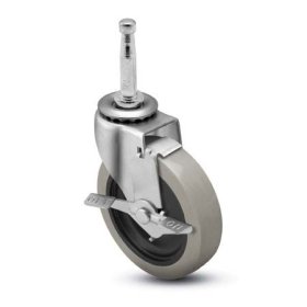 (image for) Caster; Swivel; 3" x 13/16"; PolyU on PolyO (Gray); Grip Neck (5/16" x 1-1/2"); Zinc; Plain bore; 120#; Side friction brake (Item #64512)