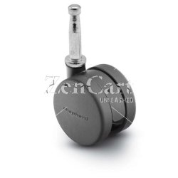 (image for) Caster; Twin; Swivel; 2" (50mm); Nylon; Grip Neck; 5/16"x1-1/2"; Black; Rivet Brng; 75# (Item #69557)