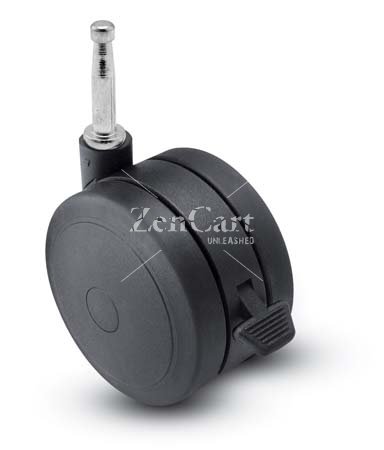 (image for) Caster; Twin; Swivel; 3" (75mm); Nylon; Grip Neck; 5/16"x1-1/2"; Black; Rivet; 165#; Pedal Lock; Wheel (Item #68958)