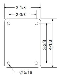 (image for) Caster; Swivel; 3" x 1-3/4"; Glass/ Nylon; Top Plate (3-1/8"x4-1/8"; holes: 2-3/8"x3-3/8"; 5/16" bolt); Zinc; Precision Ball Brng; 500# (Item #65153)