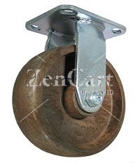 (image for) Caster; Rigid; 8 x 2; Glass/ Nylon; Hi-Temp (BR); Top Plate; 4x4-1/2; holes: 2-5/8x3-5/8 (slotted to 3x3); 3/8 bolt; Zinc; Plain bore; 1250# (425 deg) (Item #68294)