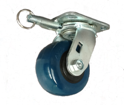 Caster; Swivel; 4" x 2"; PolyU on PolyO (Red or Blue); Plate (4x4-1/2; holes: 2-5/8x3-5/8 (slotted to 3x3); 3/8 bolt); Roller Brng; 500#; Position Lock (Item #66440)