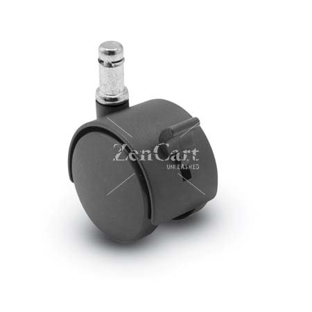(image for) Caster; Twin; Swivel; 2" (50mm); Nylon; Grip Ring; 3/8"x1"; Black; Zinc Body; 75#; Pedal Style Wheel Brake; Hood (Item #67910)