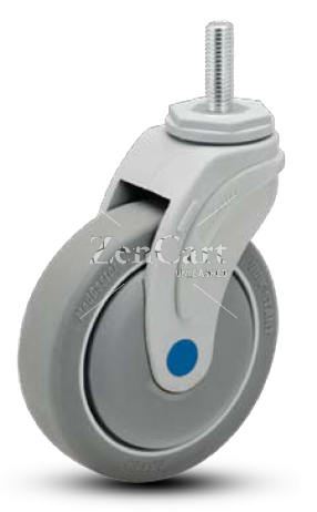 (image for) Caster; Swivel; 4 x 1-1/4; Anti-Microbial TPR (Gray); Stainless Threaded Stem (1/2-13TPI x 1-1/2); Nylon Body; Precision Ball Brng; 275#; Thread guards (Item #66773)