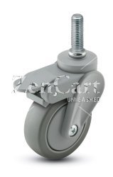 (image for) Caster; Swivel; 3" x 15/16"; PolyU on PolyO (Gray); Threaded Stem; 5/16"-18TPI x 1"; Gray GFN; Delrin Brng; 120#; Thread Guards; Pedal Brake (Item #63271)