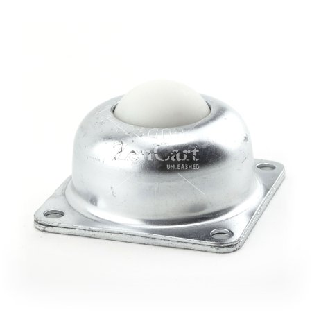 (image for) Ball Transfer; 1-1/2" Ball; Nylon; Flange: 3"x3"; 4-hole spacing: 2-7/16"x2-7/16"; 1/4" bolt; Stainless Steel; 125#; 1-13/16" load height (Item #89451)