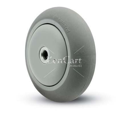 (image for) Wheel; 5" x 1-1/4"; ThermoPlastic Rubber Donut (Gray); Precision Ball Brng; 3/8" Bore; 1-9/16" Hub Length; 300#; Bearing Cover (Item #88172)