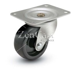 (image for) Caster; Swivel; 2-1/2 x 13/16; Rubber; Soft; Top Plate; 1-3/16x2; hole spacing: 13/16x1-9/16; 3/16 bolt; Zinc; Steel Spanner Brng; 80# Weight Cap (Item #69981)