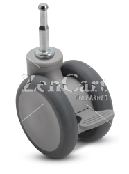 (image for) Caster; Twin Wheel; Swivel; 65mm; Thermoplastized Rubber (Gray); Grip Neck (5/16x1-1/2); Gray; Riveted Axle; 110#; Wheel Brake (Item #66695)