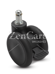 (image for) Caster; Twin Wheel; Swivel; 65mm; Thermoplastized Rubber (Black); Grip Ring (7/16x7/8); Black; Riveted Axle; 110#; Wheel Brake (Item #66691)
