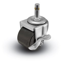 Caster; Swivel; 2" x 1-13/16"; Polyolefin; Grip Ring (7/16" x 1-7/16"); Zinc; Plain bore; 300#; Side friction brake (Item #66322)