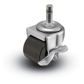 (image for) Caster; Swivel; 2" x 1-13/16"; Polyolefin; Grip Ring (7/16" x 1-7/16"); Zinc; Plain bore; 300#; Side friction brake (Item #66322)