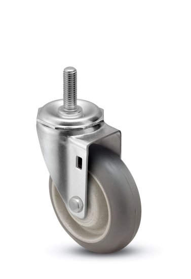 Caster; Swivel; 5\" x 1-1/4\"; Monoprene (Donut); Threaded Stem (1/2\"-13TPI x 1-1/2\"); Zinc; Prec Ball Brng; 325#; Bearing Cover; Dust Cover (Mtl) (Item #63670)