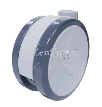 (image for) Caster; Twin Wheel; Swivel; 100mm; Polyurethane; Grip Ring (7/16" x 1-1/2"); Gray; Riveted Axle; 225# (Item #64168)