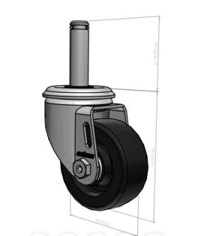 (image for) Caster; Swivel; 4" x 1-1/4"; Polyolefin; Grip Ring (13/16" x 2-3/16"); Zinc; Plain bore; 300# (Item #63589)